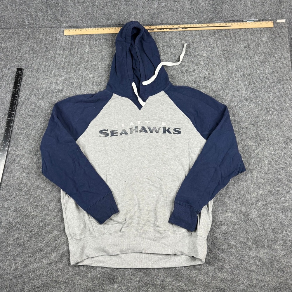 Hands High Hoodie Mens Size XL Gray Navy Seattle Seahawks NFL Raglan Sport Good